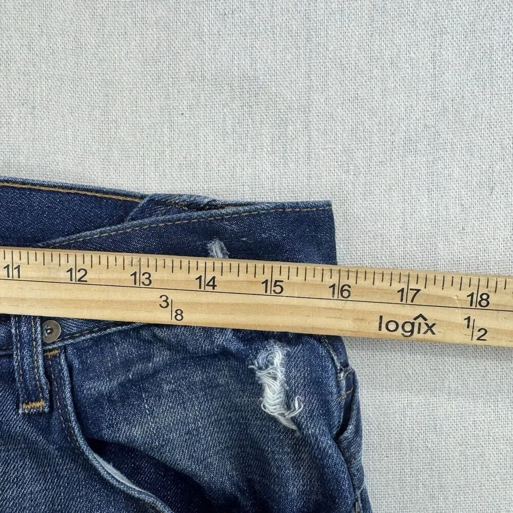 Hudson Jeans Mens 32 Distressed Straight Leg Button Fly Made USA Medium Wash